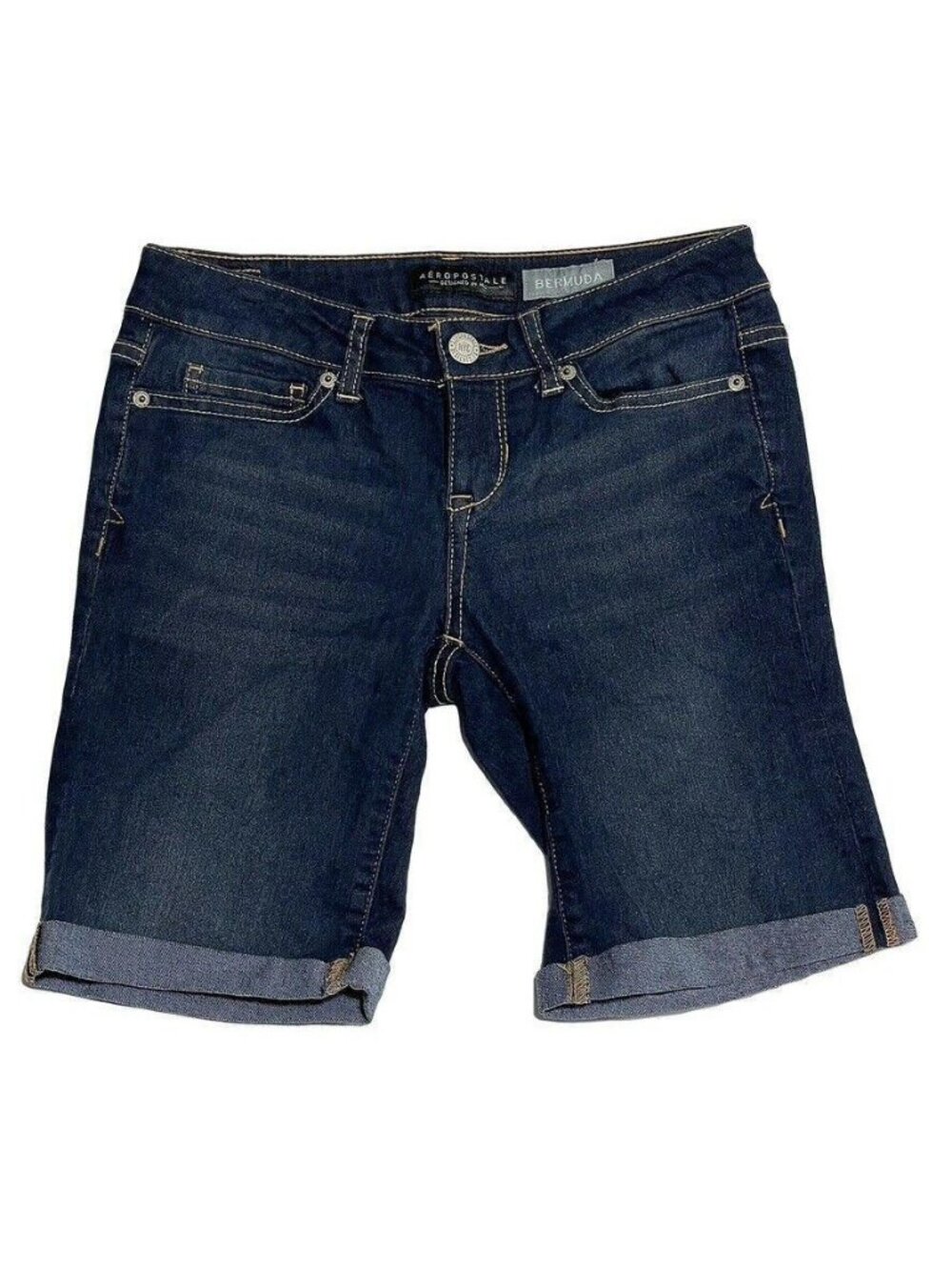 Aeropostale Women's Bermuda Denim Shorts Size 00 Dark Wash